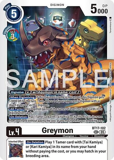 Greymon - BT17-102 (Reprint) - Advanced Booster Digimon Generation Digimon spoiler
