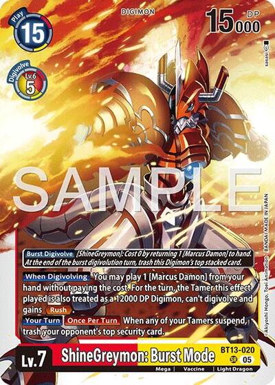 ShineGreymon: Burst Mode (Reprint) - Advanced Booster Digimon Generation Digimon spoiler