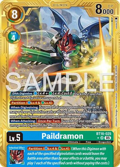 Paildramon - BT16-025 (Gold Border) - Advanced Booster Digimon Generation Digimon spoiler