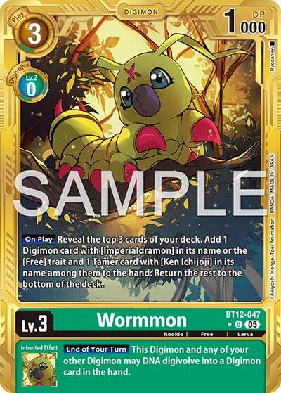 Wormmon - BT12-047 (Gold Border) - Advanced Booster Digimon Generation Digimon spoiler