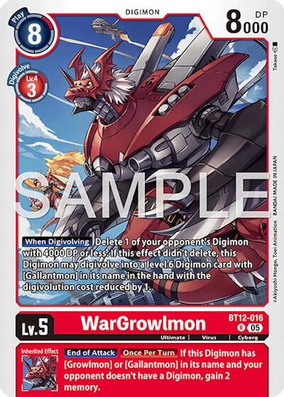 WarGrowlmon - BT12-016 (Reprint) - Advanced Booster Digimon Generation Digimon spoiler
