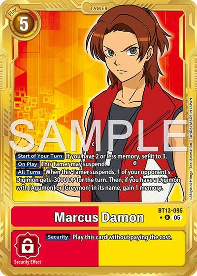 Marcus Damon - BT13-095 (Gold Border) - Advanced Booster Digimon Generation Digimon spoiler