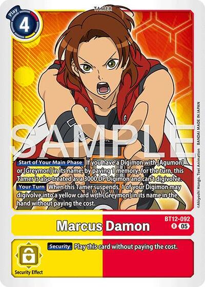 Marcus Damon - BT12-092 (Reprint) - Advanced Booster Digimon Generation Digimon spoiler