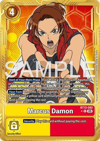 Marcus Damon - BT12-092 (Gold Border) - Advanced Booster Digimon Generation Digimon spoiler