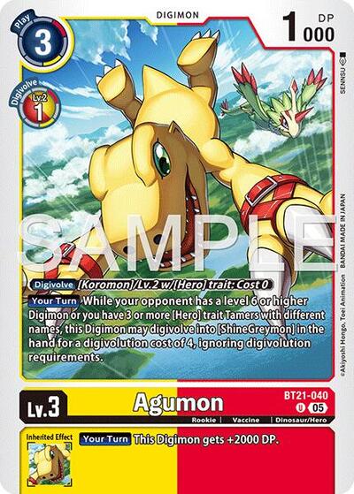 Agumon - BT21-040 (Reprint) - Advanced Booster Digimon Generation Digimon spoiler
