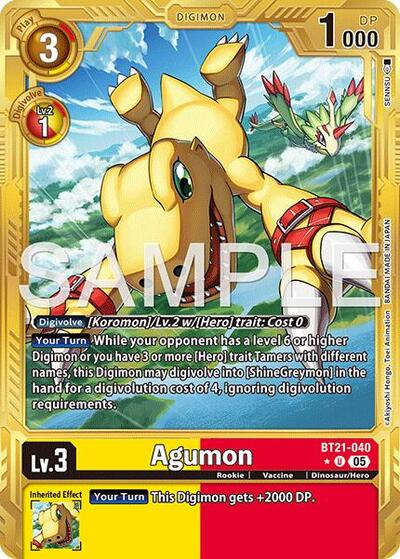 Agumon - BT21-040 (Gold Border) - Advanced Booster Digimon Generation Digimon spoiler