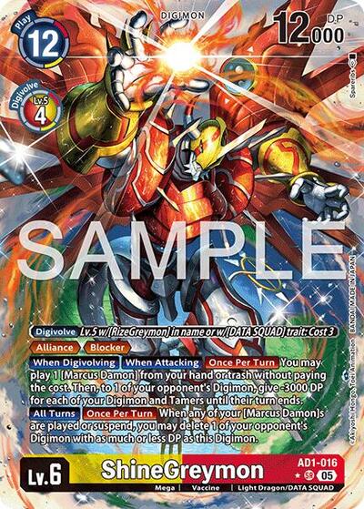 ShineGreymon - AD1-016 (Alternate Art) - Advanced Booster Digimon Generation Digimon spoiler