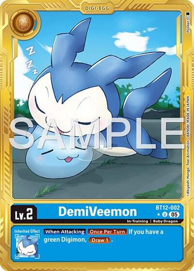 DemiVeemon - BT12-002 (Gold Border) - Advanced Booster Digimon Generation Digimon spoiler