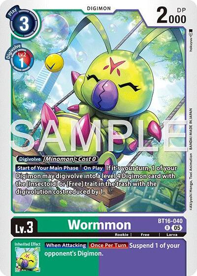 Wormmon - BT16-040 (Reprint) - Advanced Booster Digimon Generation Digimon spoiler