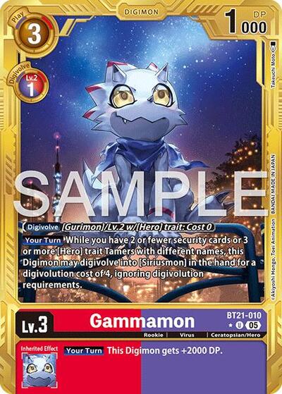 Gammamon - BT21-010 (Gold Border) - Advanced Booster Digimon Generation Digimon spoiler
