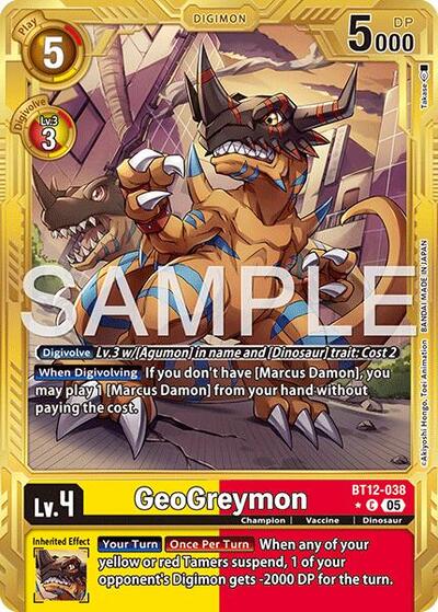 GeoGreymon - BT12-038 (Gold Border) - Advanced Booster Digimon Generation Digimon spoiler