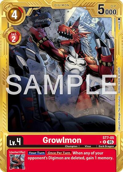 Growlmon - ST7-05 (Gold Border) - Advanced Booster Digimon Generation Digimon spoiler