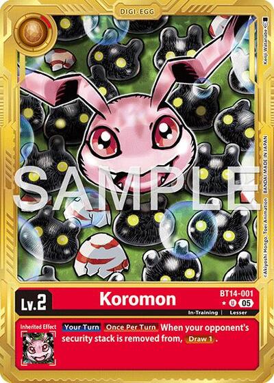 Koromon - BT14-001 (Gold Border) - Advanced Booster Digimon Generation Digimon spoiler