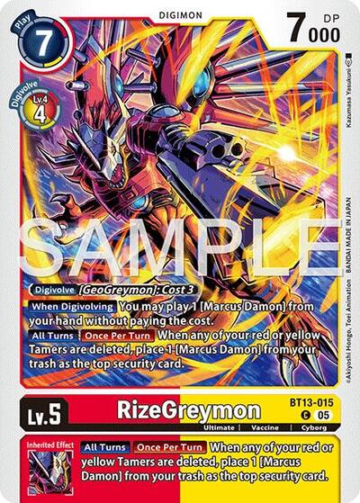RizeGreymon - BT13-015 (Reprint) - Advanced Booster Digimon Generation Digimon spoiler