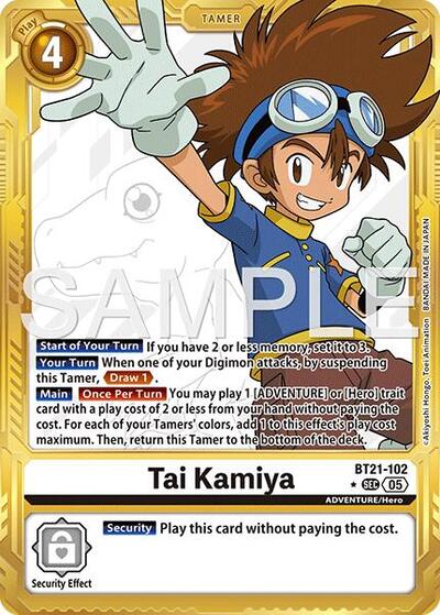 Tai Kamiya - BT21-102 (Gold Border) - Advanced Booster Digimon Generation Digimon spoiler