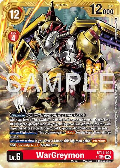 WarGreymon - BT14-101 (Gold Border) - Advanced Booster Digimon Generation Digimon spoiler