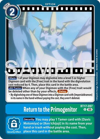 Return to the Primogenitor (Reprint) - Advanced Booster Digimon Generation Digimon spoiler