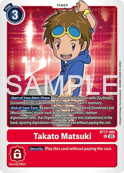 Takato Matsuki - BT17-080 (Reprint) - Advanced Booster Digimon Generation Digimon spoiler