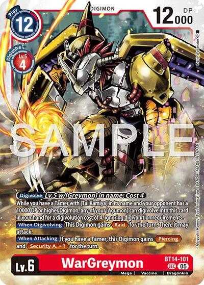 WarGreymon - BT14-101 (Reprint) - Advanced Booster Digimon Generation Digimon spoiler