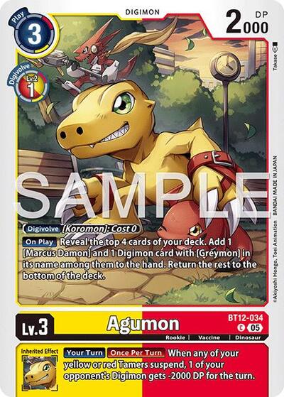 Agumon - BT12-034 (Reprint) - Advanced Booster Digimon Generation Digimon spoiler