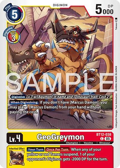 GeoGreymon - BT12-038 (Reprint) - Advanced Booster Digimon Generation Digimon spoiler