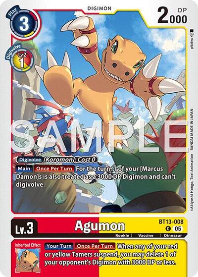 Agumon - BT13-008 (Reprint) - Advanced Booster Digimon Generation Digimon spoiler
