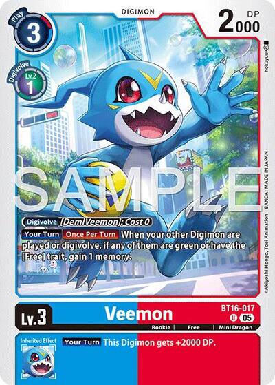 Veemon - BT16-017 (Reprint) - Advanced Booster Digimon Generation Digimon spoiler