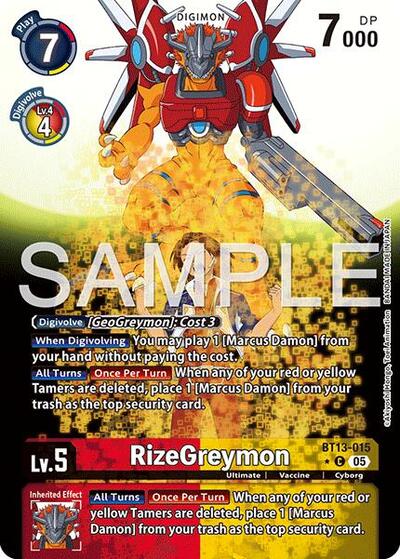 RizeGreymon - BT13-015 (Alternate Art) - Advanced Booster Digimon Generation Digimon spoiler