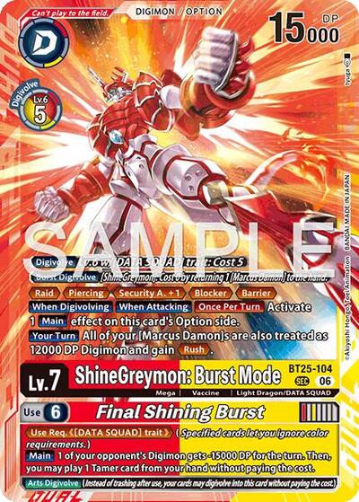 ShineGreymon: Burst Mode // Final Shining Burst - Dual Revolution Digimon spoiler
