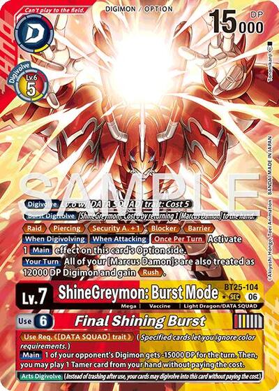 ShineGreymon: Burst Mode // Final Shining Burst (Alternate Art) - Dual Revolution Digimon spoiler