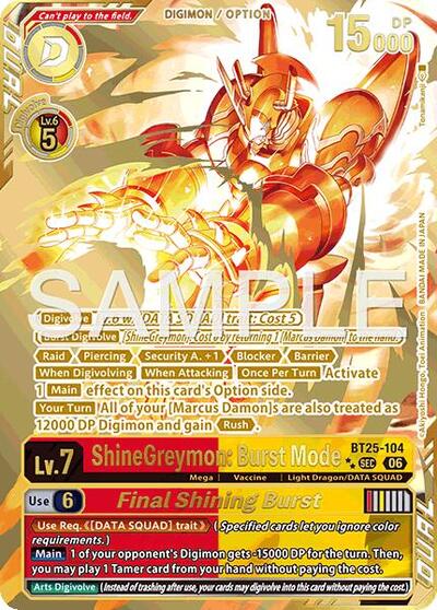 ShineGreymon: Burst Mode // Final Shining Burst (Rare Pull) - Dual Revolution Digimon spoiler