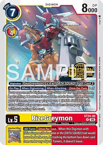 RizeGreymon (Welcome Tamers Pack Vol.2) - Starter Deck 24: Data Squad Release Event Cards Digimon spoiler