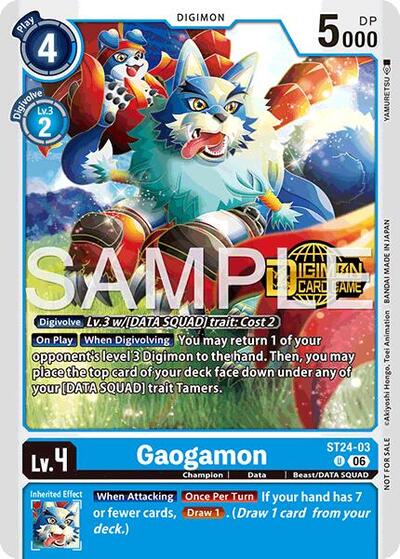 Gaogamon (Welcome Tamers Pack Vol.2) - Starter Deck 24: Data Squad Release Event Cards Digimon spoiler