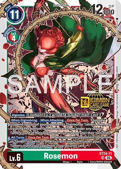 Rosemon (Welcome Tamers Pack Vol.2) - Starter Deck 24: Data Squad Release Event Cards Digimon spoiler